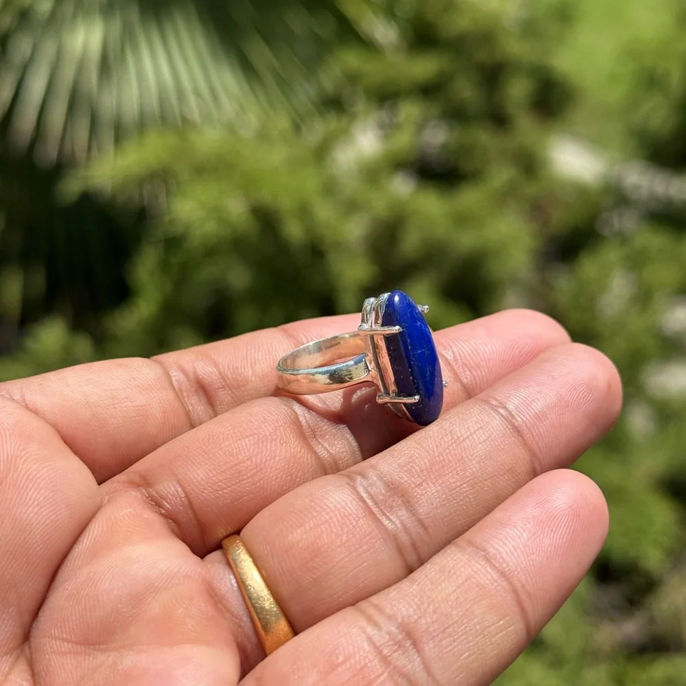 Lapis Lazuli Ring - 925 Sterling Silver - Size 6 - 5.7g - Newl